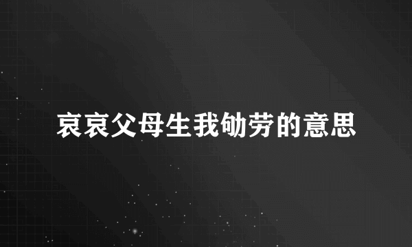 哀哀父母生我劬劳的意思