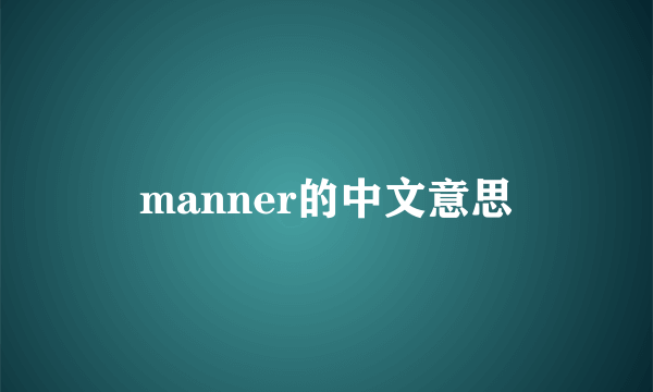 manner的中文意思