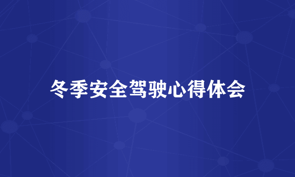 冬季安全驾驶心得体会