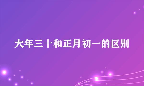 大年三十和正月初一的区别