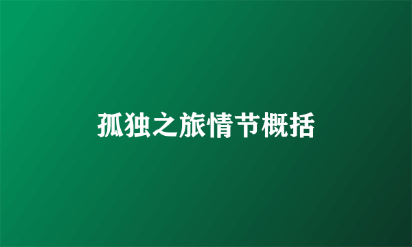 孤独之旅情节概括