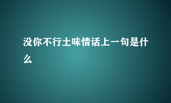 没你不行土味情话上一句是什么