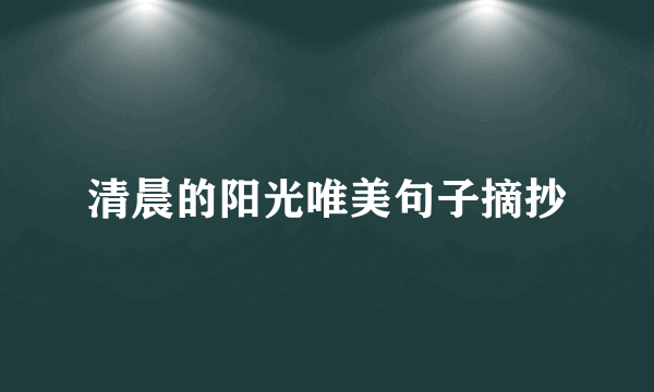 清晨的阳光唯美句子摘抄
