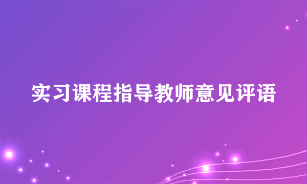 实习课程指导教师意见评语