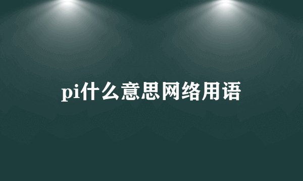 pi什么意思网络用语