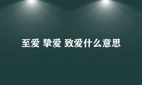 至爱 挚爱 致爱什么意思