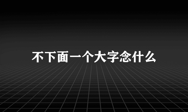 不下面一个大字念什么