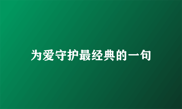 为爱守护最经典的一句