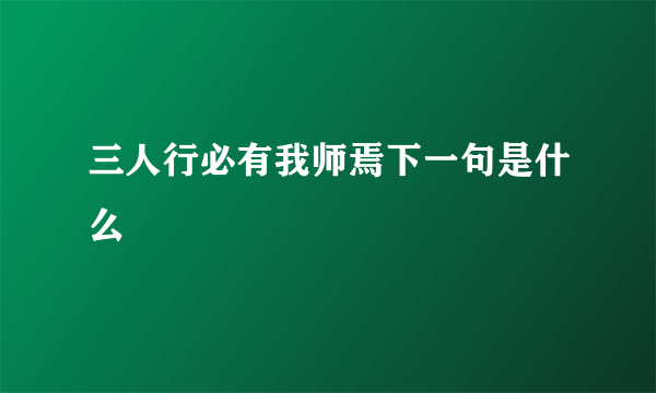 三人行必有我师焉下一句是什么