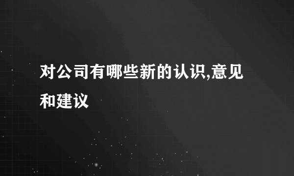对公司有哪些新的认识,意见和建议