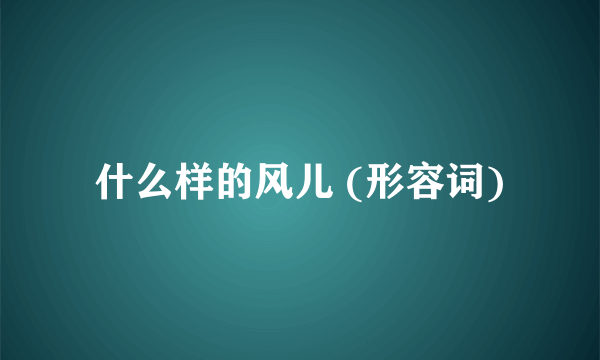 什么样的风儿 (形容词)