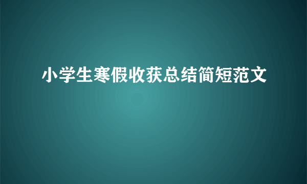 小学生寒假收获总结简短范文