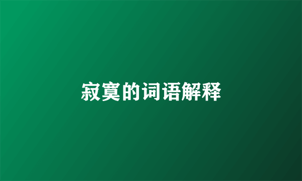 寂寞的词语解释