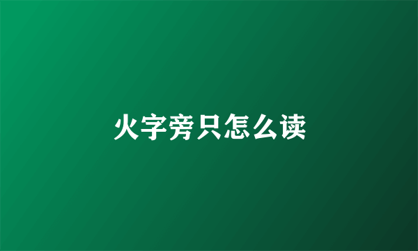 火字旁只怎么读