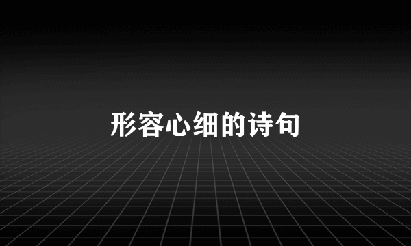 形容心细的诗句