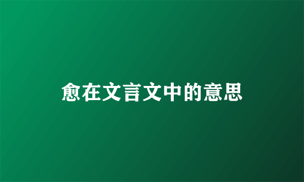 愈在文言文中的意思