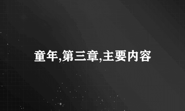 童年,第三章,主要内容