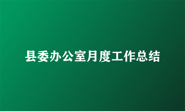 县委办公室月度工作总结