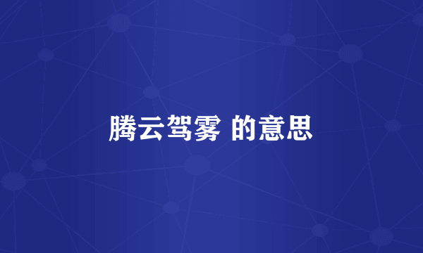 腾云驾雾 的意思