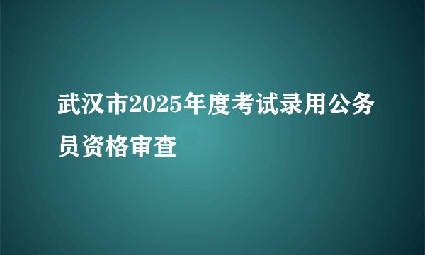 武汉市2025年度考试录用公务员资格审查