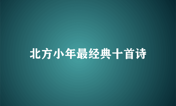 北方小年最经典十首诗