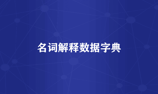 名词解释数据字典