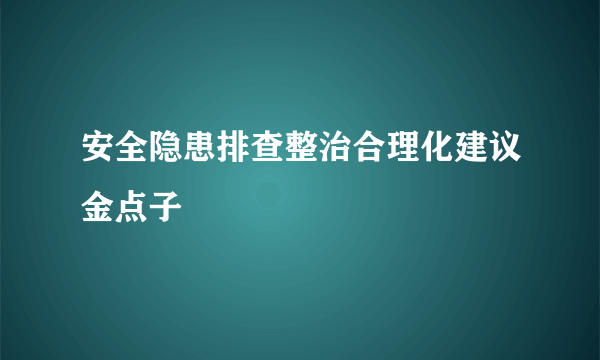 安全隐患排查整治合理化建议金点子