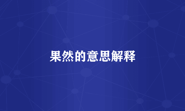 果然的意思解释