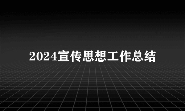 2024宣传思想工作总结