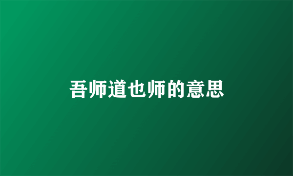 吾师道也师的意思