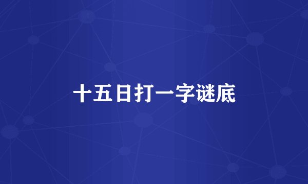 十五日打一字谜底
