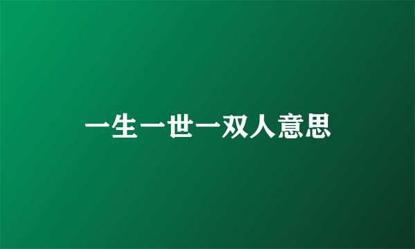 一生一世一双人意思