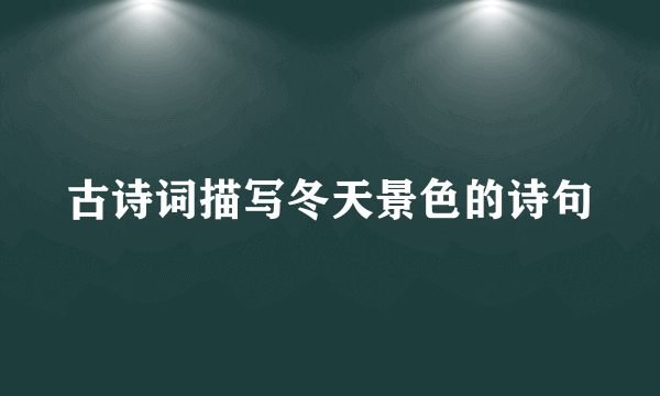 古诗词描写冬天景色的诗句