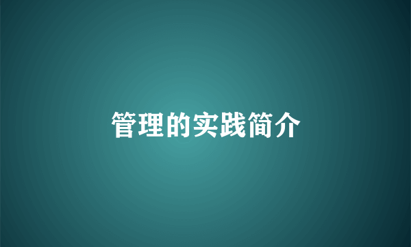 管理的实践简介