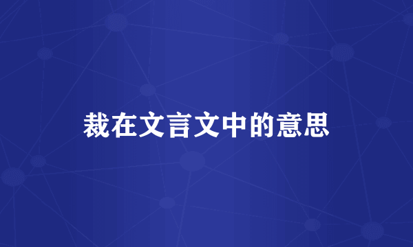 裁在文言文中的意思