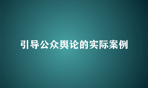 引导公众舆论的实际案例