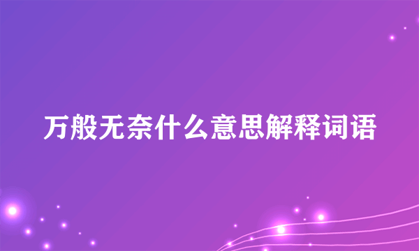 万般无奈什么意思解释词语