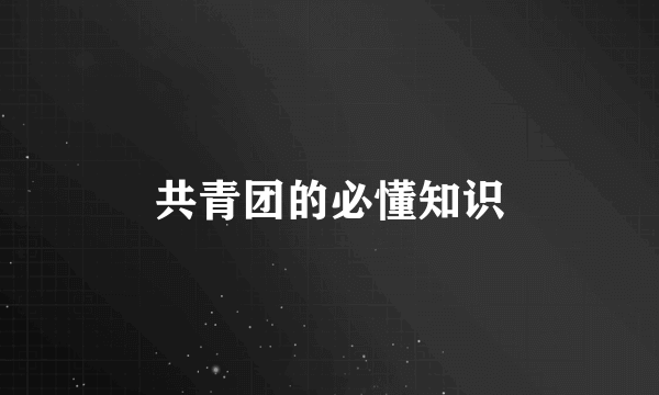 共青团的必懂知识