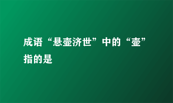 成语“悬壶济世”中的“壶”指的是