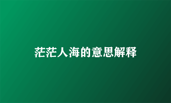 茫茫人海的意思解释