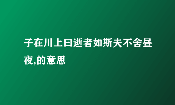 子在川上曰逝者如斯夫不舍昼夜,的意思
