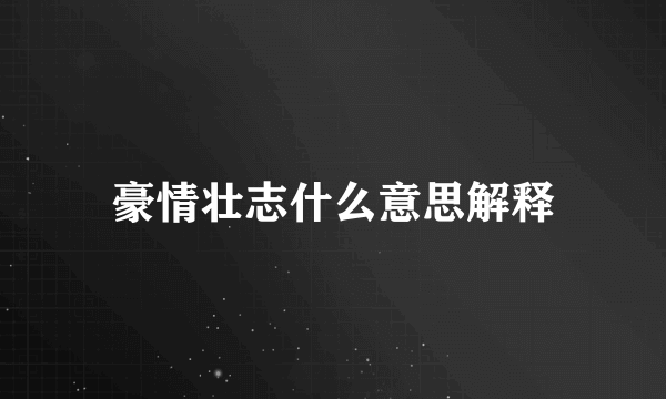 豪情壮志什么意思解释