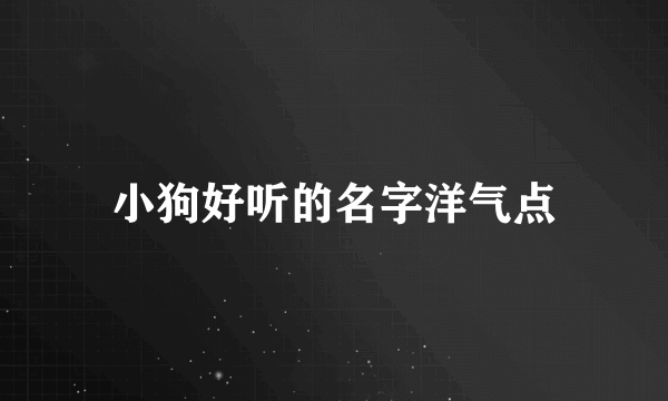 小狗好听的名字洋气点