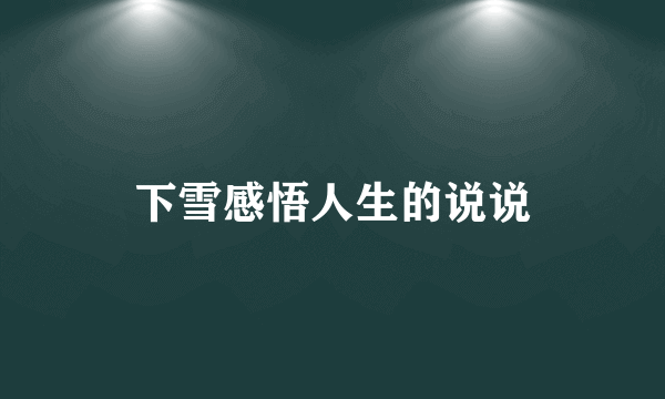 下雪感悟人生的说说