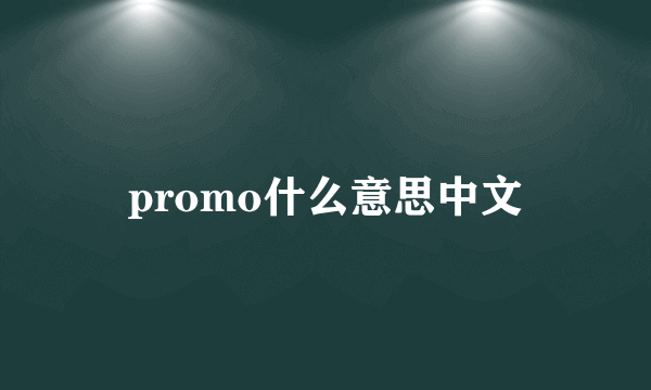 promo什么意思中文