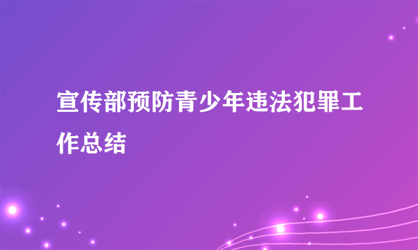 宣传部预防青少年违法犯罪工作总结
