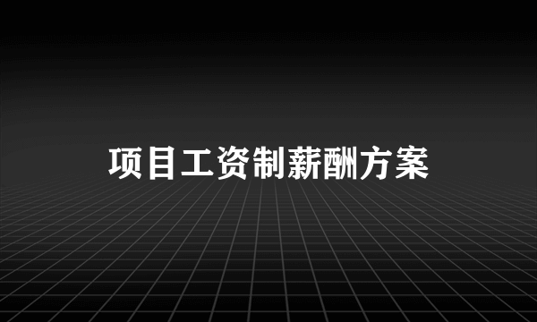 项目工资制薪酬方案