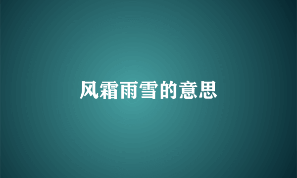 风霜雨雪的意思