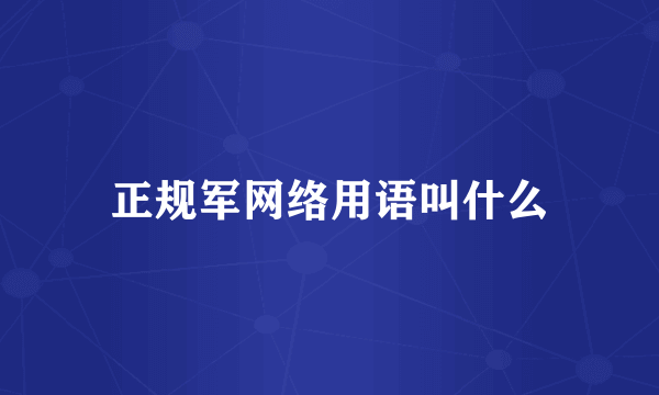 正规军网络用语叫什么