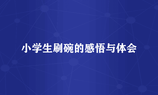小学生刷碗的感悟与体会